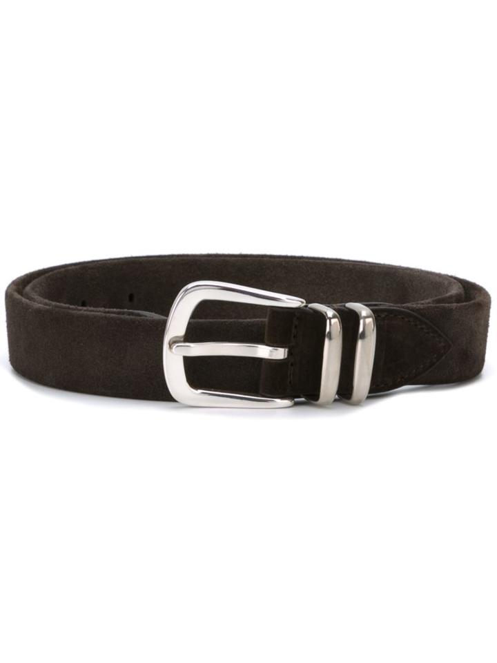 Eleventy Buckle Belt, Men's, Size: 90, Grey, Suede