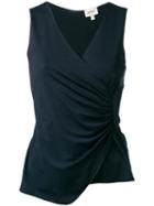 Armani Collezioni - Ruched V-neck Top - Women - Spandex/elastane/viscose - 42, Women's, Blue, Spandex/elastane/viscose