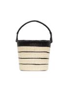 Sensi Studio Beige Striped Straw Bucket Bag - Neutrals