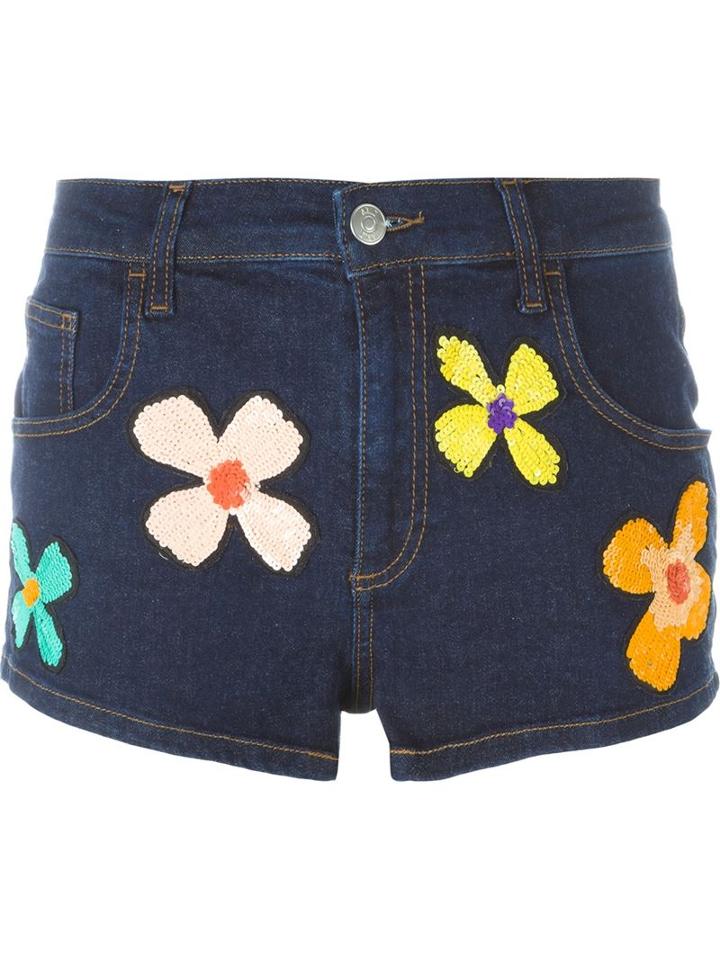 Au Jour Le Jour Floral Sequinned Denim Shorts