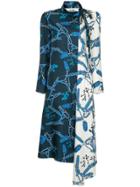 Tibi Renzo Scarf Print Bicolor Dress - Blue
