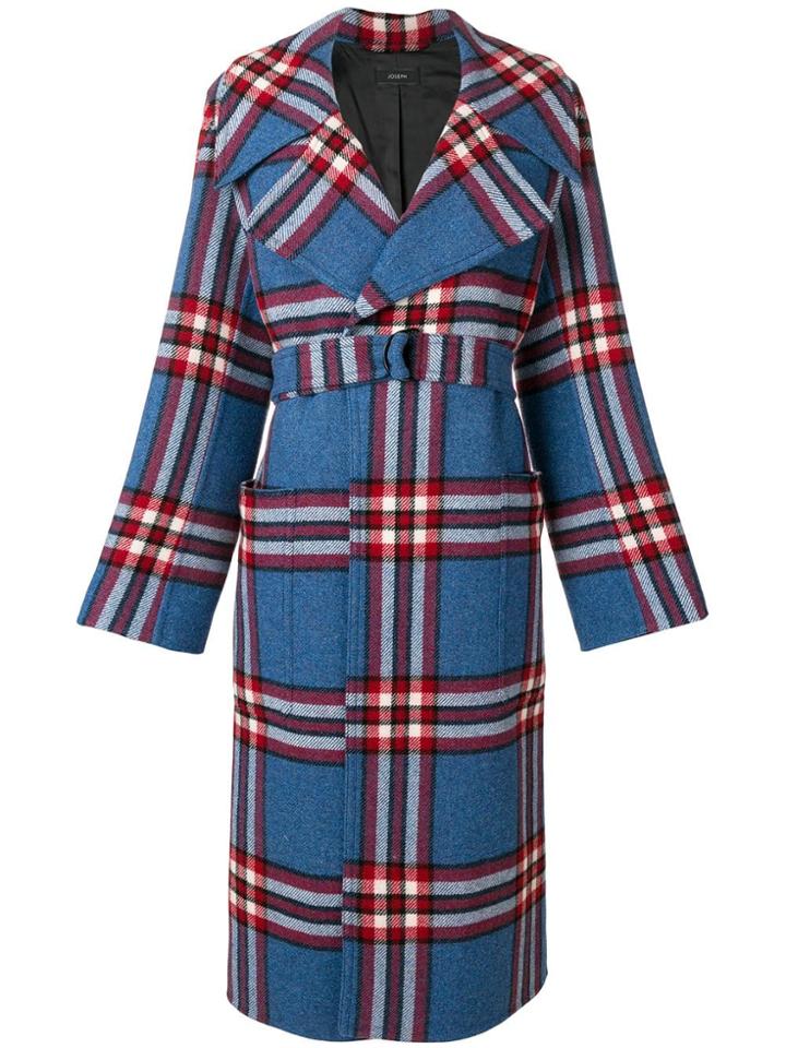 Joseph Military Check Coat - Blue