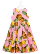 Dolce & Gabbana Kids - Pineapple Print Dress - Kids - Cotton/viscose - 3 Yrs, Pink/purple