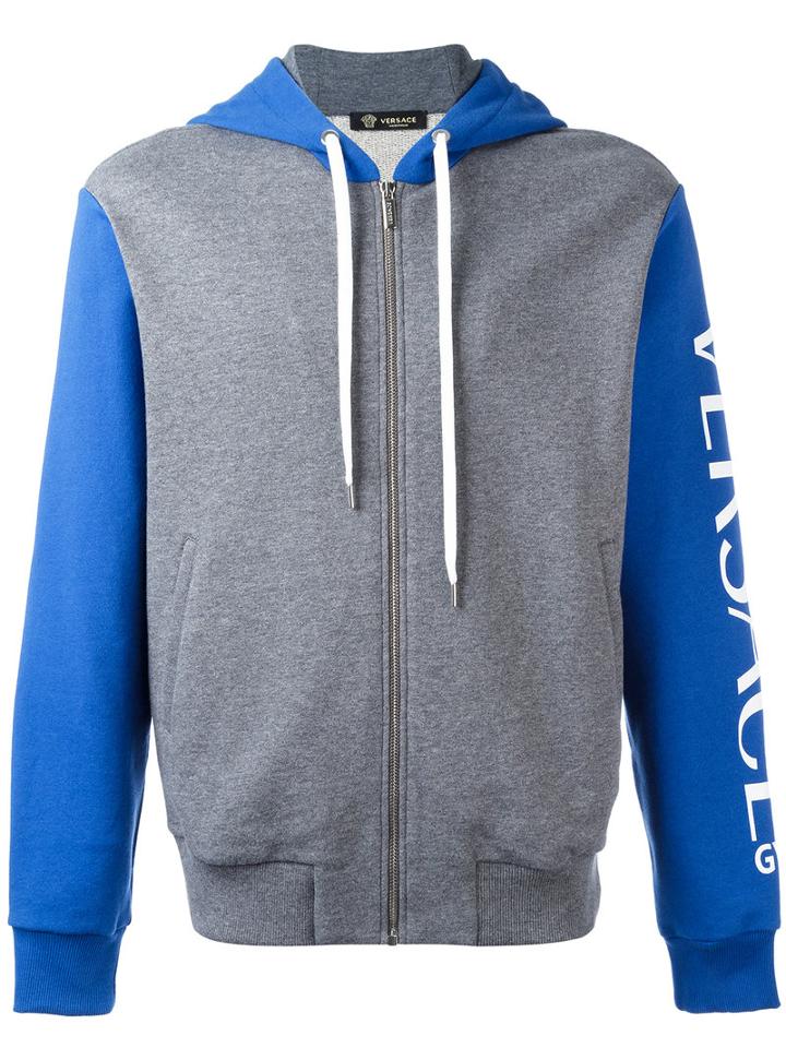 Versace Versace Gym Logo Two Tone Hoodie, Men's, Size: 7, Grey, Cotton