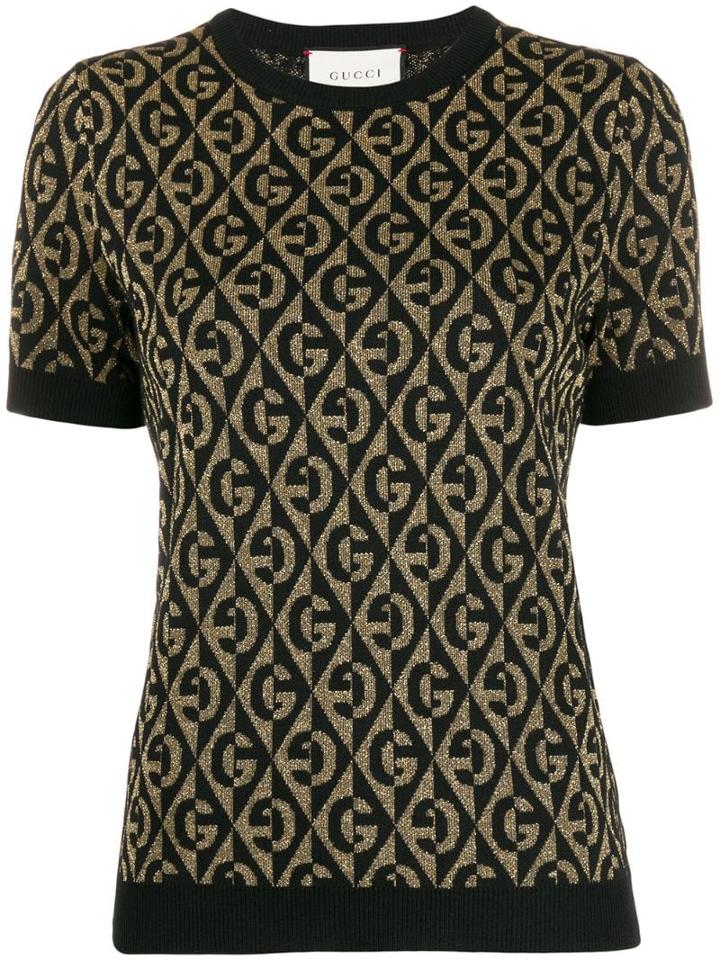Gucci Gg Rhombus Jacquard Knitted Top - Black