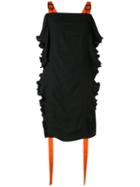 Marco De Vincenzo - Strap Detail Ruffle Dress - Women - Cotton/polyester/viscose - 40, Women's, Black, Cotton/polyester/viscose