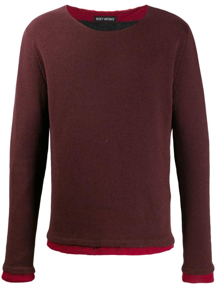 Issey Miyake Pre-owned 2000s Striped Lining Jumper - Red