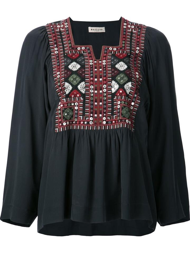 Masscob Geometric Embroidery Blouse