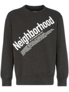 Neighborhood Grey Logo Print Cotton Jumper