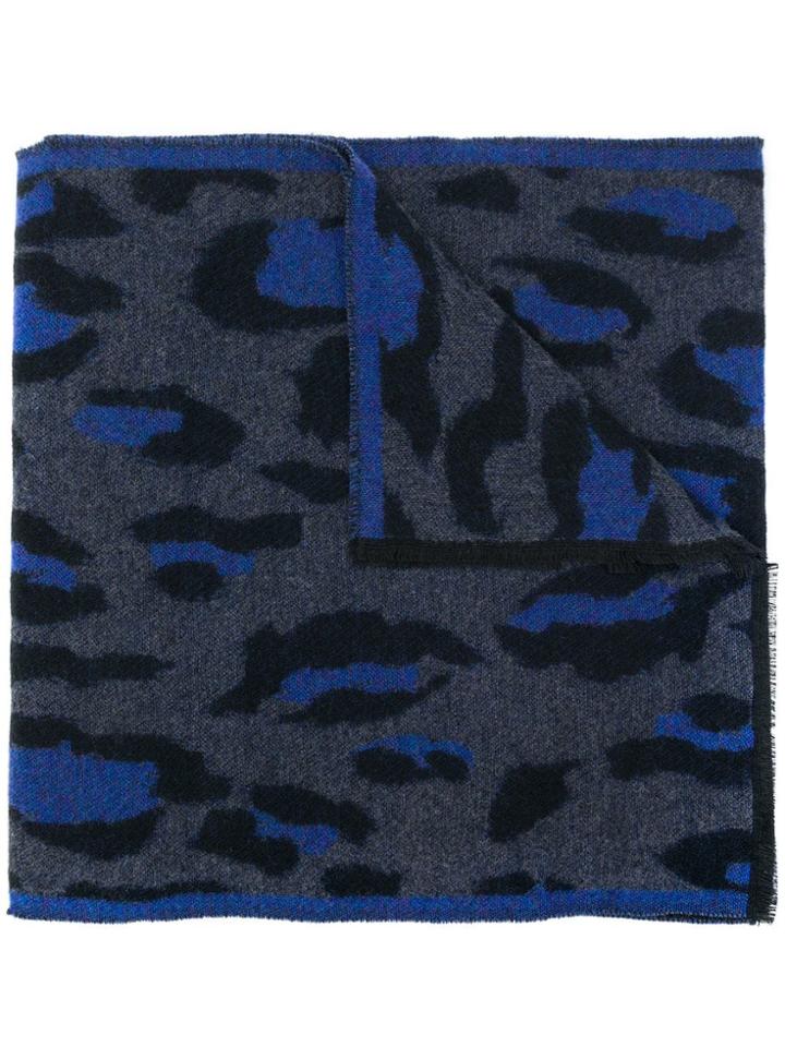Kenzo Leopard Print Scarf - Blue
