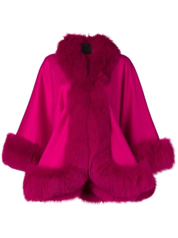Liska Fur-trimmed Cape - Pink