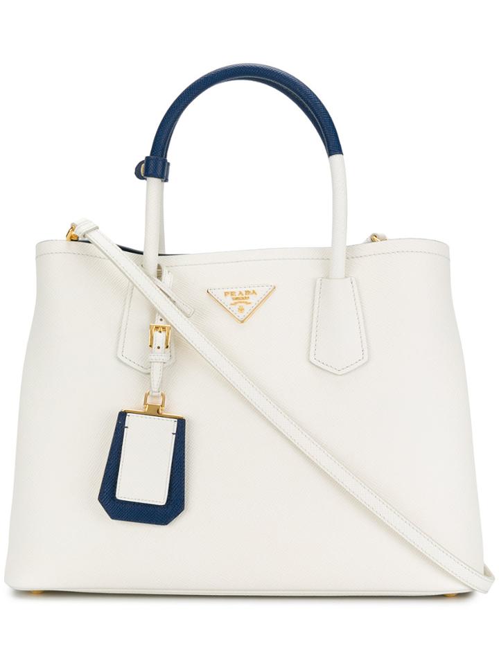 Prada Double Tote Bag - White