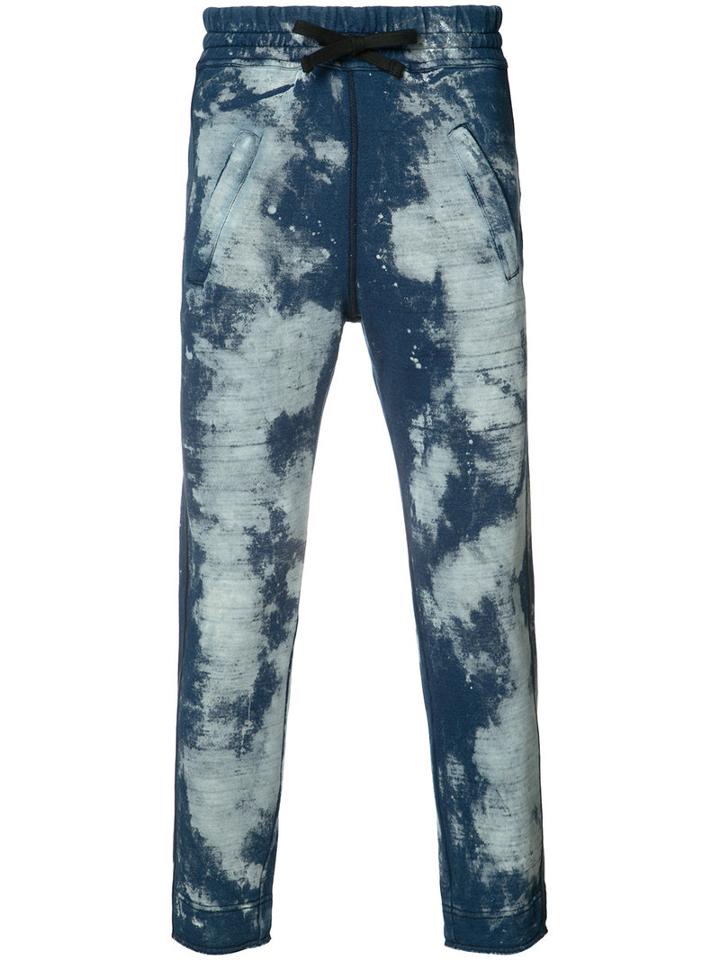 Faith Connexion Bleached Denim Track Pants, Men's, Size: Medium, Blue, Cotton