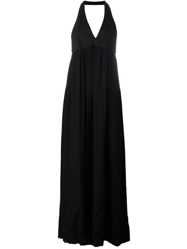Paco Rabanne - Halterneck Long Dress - Women - Silk/cotton/acetate - 36, Women's, Black, Silk/cotton/acetate
