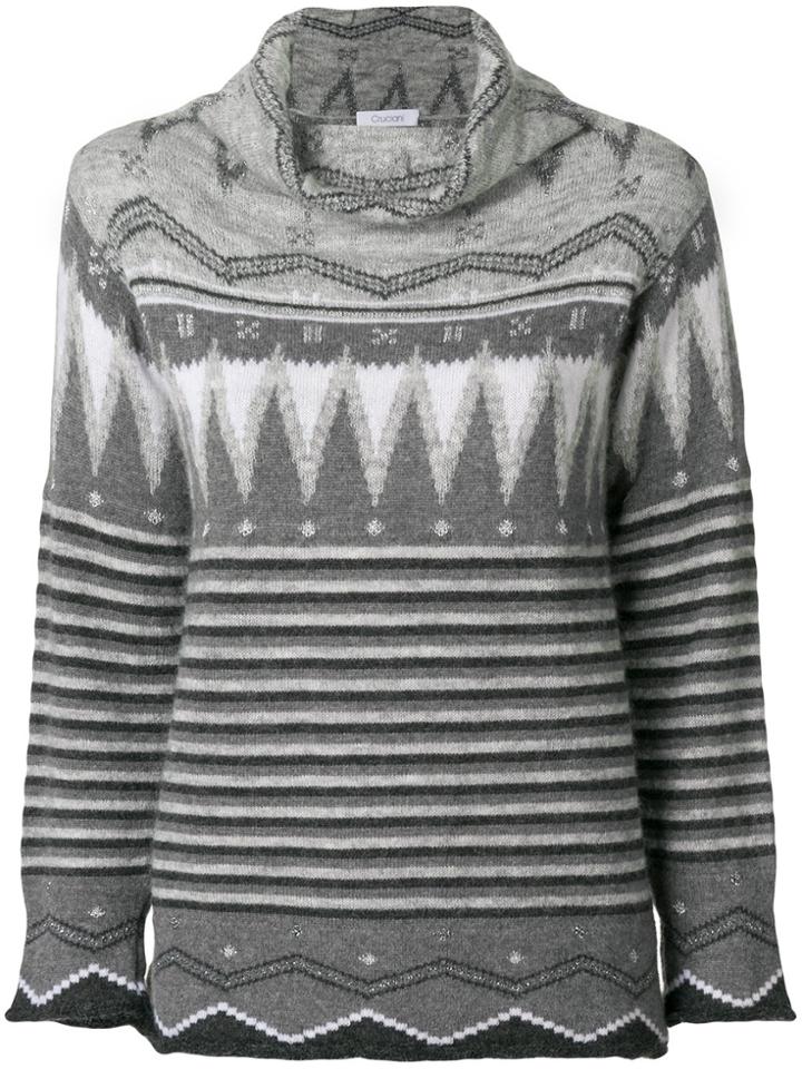 Cruciani Intarsia Knit Jumper - Grey