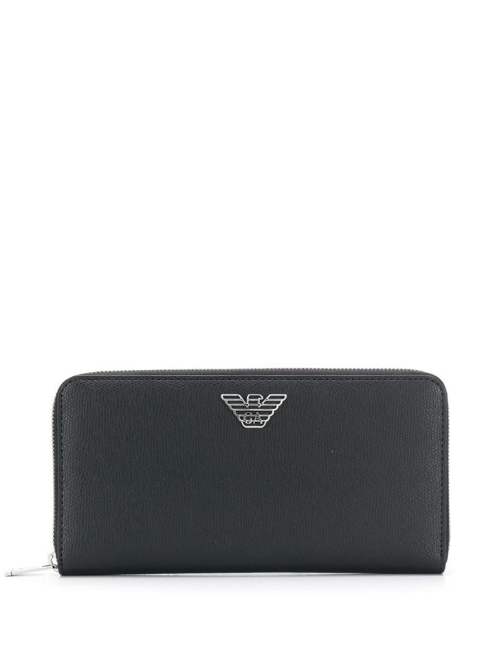 Emporio Armani Logo Embellished Wallet - Black