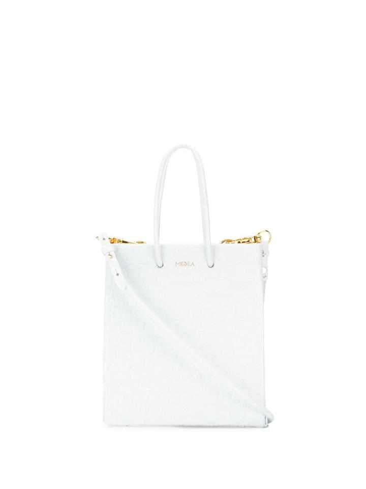 Medea Crocodile Embossed Crossbody Bag - White