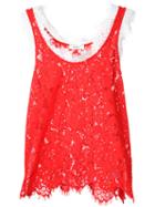 Goen.j Layered Lace Vest, Women's, Size: Small, Red, Cotton/nylon