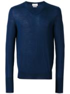 Ballantyne V-neck Fitted Sweater - Blue