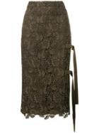 No21 Macramé Lace Pencil Skirt, Women's, Size: 38, Green, Silk/cotton/polyester/acetate