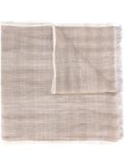 Eleventy Checked Scarf, Men's, Nude/neutrals, Linen/flax