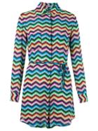 Blue Man Chevron Shirt Dress, Women's, Size: Gg, Viscose