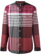 Burberry Plaid Print Shirt, Men's, Size: Large, Red, Cotton