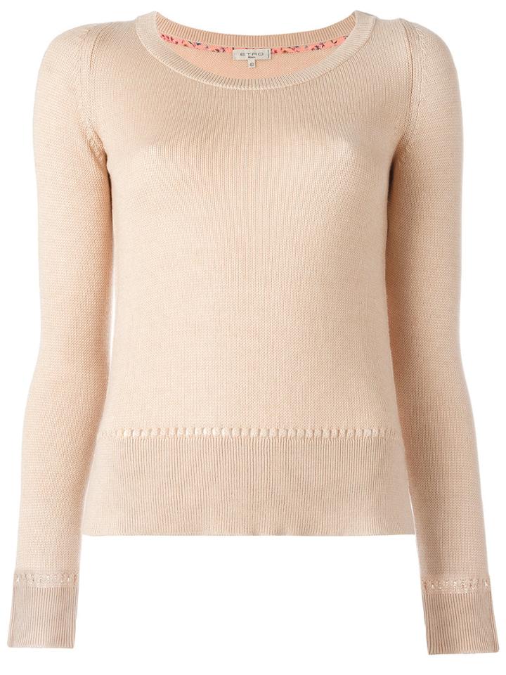 Etro Round Neck Jumper, Women's, Size: 38, Nude/neutrals, Cotton/cashmere