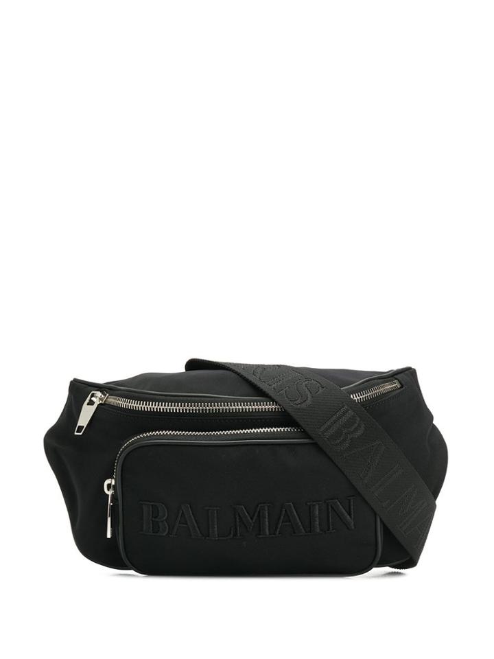 Balmain Embroidered Logo Belt Bag - Black