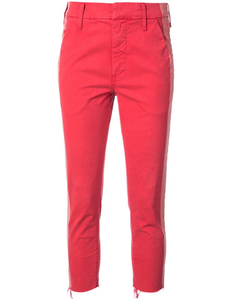 Mother Cropped Side-stripe Jeans - Red