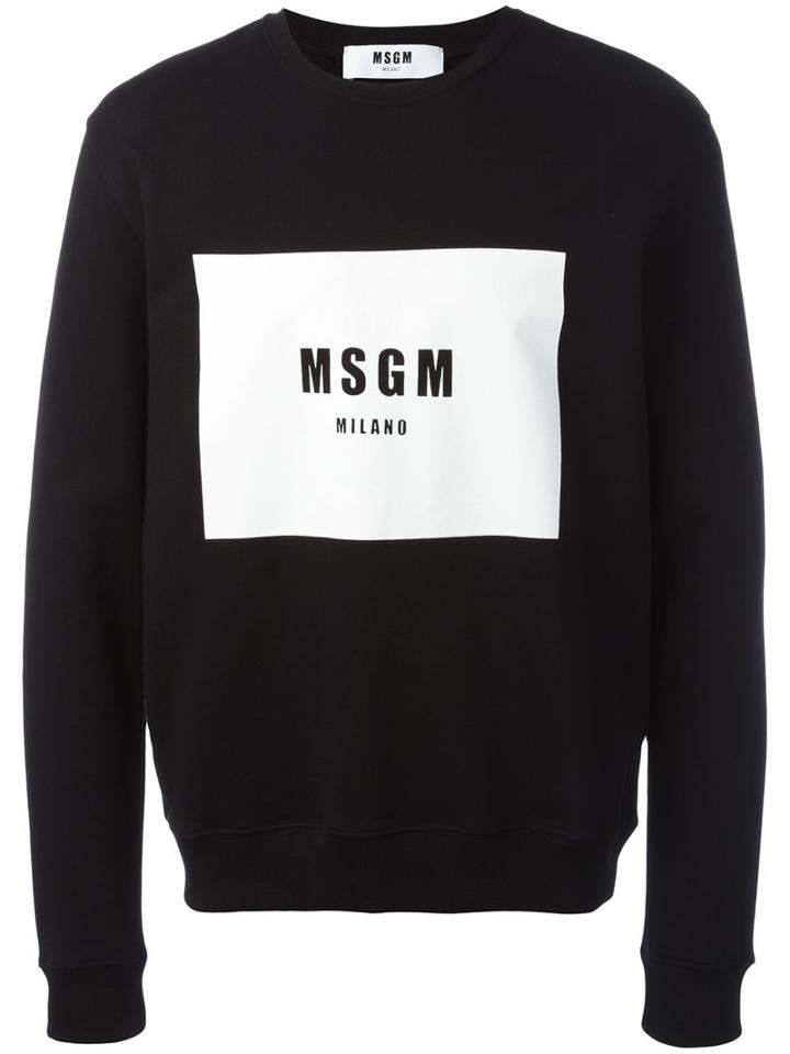Msgm - Logo Print Sweatshirt - Men - Cotton - S, Black, Cotton