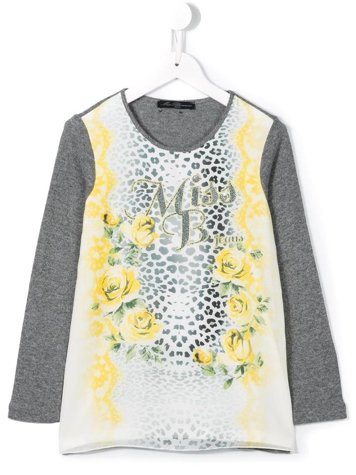 Miss Blumarine Printed Top, Girl's, Size: 8 Yrs, Grey