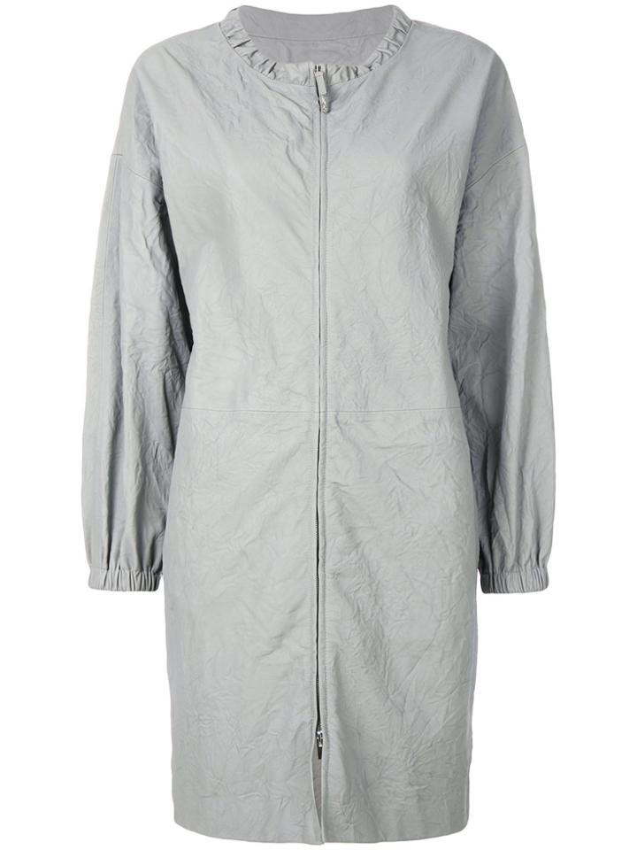 Fabiana Filippi Crinkled Leather Coat - Grey