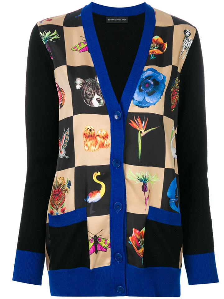 Etro Nature Print Knitted Cardigan - Black
