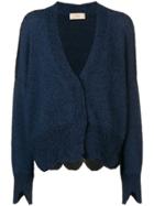 Maison Flaneur Oversized Notched Hem Cardigan - Blue