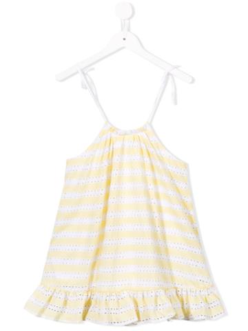 No21 Kids - Crochet Stripe Dress - Kids - Silk/cotton/spandex/elastane/acetate - 8 Yrs, Yellow/orange