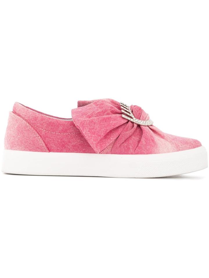 Chiara Ferragni Denim Bow Slip-on Sneakers - Pink