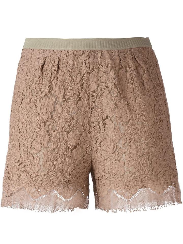 Erika Cavallini Lace Shorts, Women's, Size: 42, Pink/purple, Polyester/polyamide/viscose/cotton