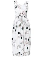 Isa Arfen Ruffle-trim Floral Dress - White