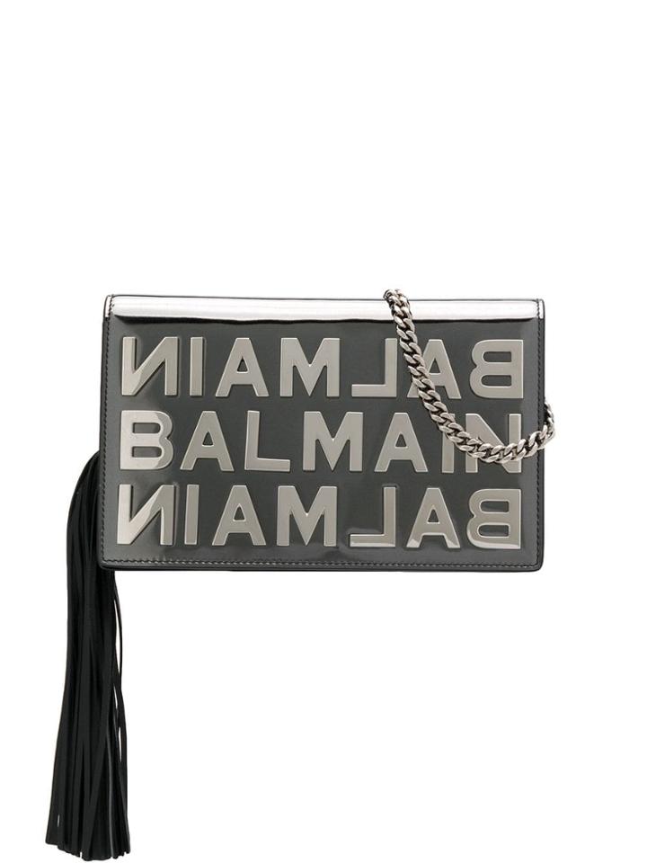 Balmain Mini Bbox Mirrored Clutch - Silver