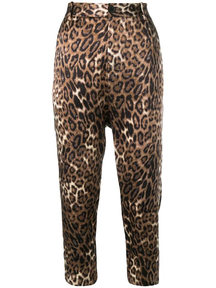 Nili Lotan Leopard Print Cropped Trousers - Brown