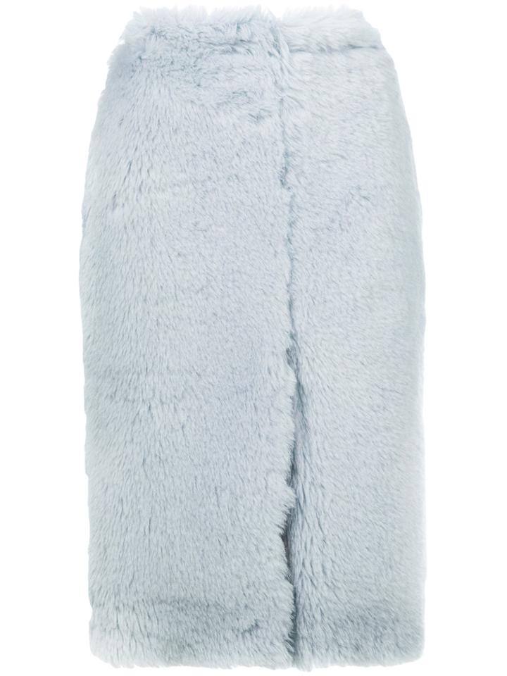 Marni Llama Fur Pencil Skirt - Blue