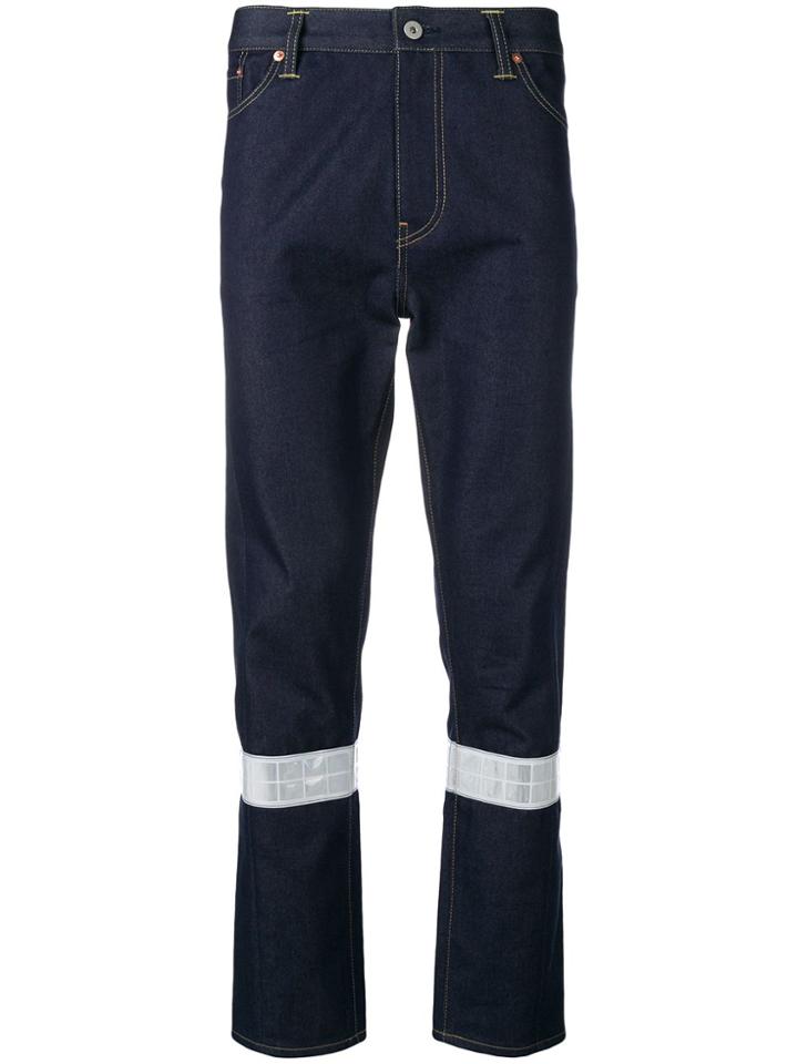Junya Watanabe Man Contrasting Knee Slim-fit Jeans - Blue