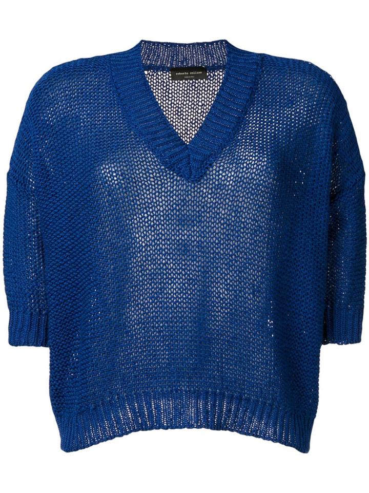 Roberto Collina Shortsleeved Knit Top - Blue