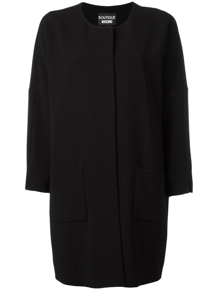 Boutique Moschino Three-quarters Sleeve Boxy Coat, Women's, Size: 44, Black, Polyester/triacetate