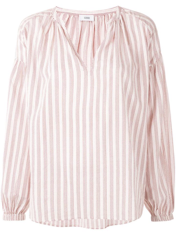 Closed - Striped V-neck Blouse - Women - Cotton - Xs, White, Cotton