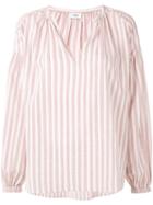 Closed - Striped V-neck Blouse - Women - Cotton - Xs, White, Cotton