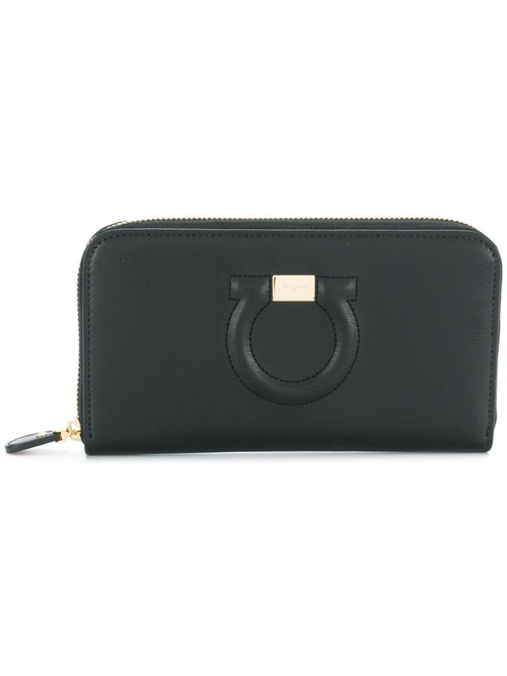 Salvatore Ferragamo Logo Zip Purse - Black
