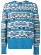 Prada Striped Jacquard Knitted Sweater - Blue