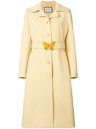 Gucci Butterfly Buckle Notch Collar Coat - Yellow